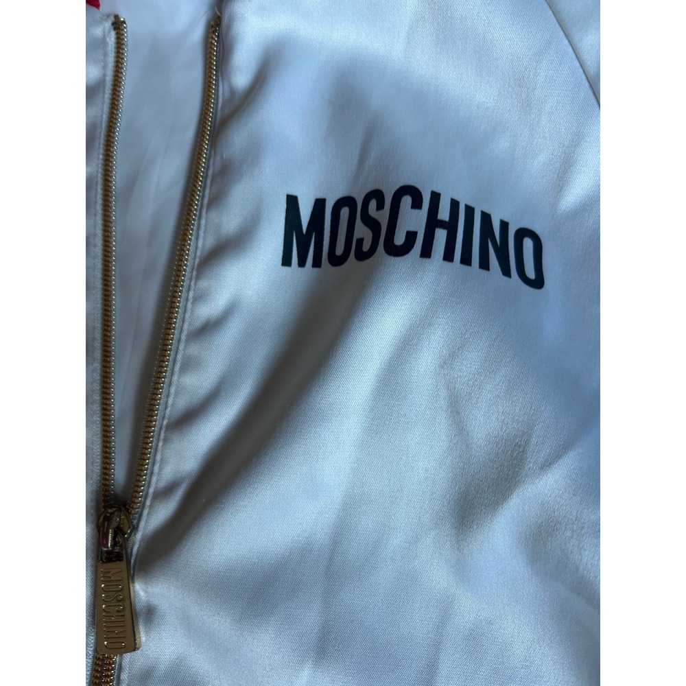 Teen Moschino Bomber Jacket Size XS White Good Teddy Bear Graphic - Picture 4 of 7